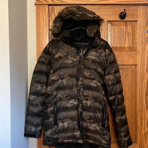 Jackets & Coats Eddie Bauer Mens Camo Down Jacket With Removable Faux
